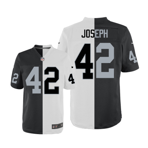 Men's Limited Karl Joseph Nike Jersey Black/White - #42 Split Fashion NFL Oakland Raiders